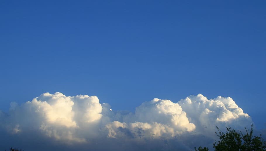 núvols, blanc, Cúmulus, densa, gran, embalat, tapes, brillant, llum solar, cel, blau, núvol - cel, naturalesa, a l'aire lliure, bellesa a la natura, còpia espai, cloudscape, escenics - natura, idíl·lic, atmosfera, tranquil·litat, fons, cap gent, medi ambient, dia, suavitat, a dalt, meteorologia, 2K