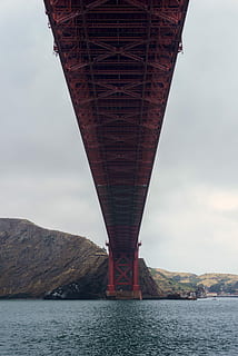 bro, organer, vand, dagtimerne, rød, legeme, struktur, Sky, himmel, flod, klippe, klint, bjerg, landskab, bakke, vej, Golden Gate bro, hav, monument, arkitektur, transportmidler, bygget struktur, ingeniørarbejde, natur, bro - menneskeskabt struktur, forbindelse, dag, lav vinkel visning, rejsemål, havnefronten, sky - himmel, udendørs, Bugt, under, 4K, CC0, offentligt domæne, royaltyfrie