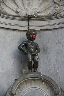 pee, brussels, street, source, manneken pis, representation, art and craft, architecture, sculpture, human representation, statue, male likeness, built structure, no people, creativity, craft, the past, history, wall - building feature, day, low angle view, building exterior, old, building, 5K, CC0, public domain, royalty free