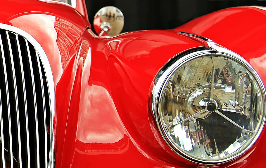llums desactivats, jaguar, oldtimer, vermell, automàtic, clàssic, automoció, cotxe antic, automòbil de cotxes d'època, vell, vehicle, raresa, cotxe esportiu, emblema, històricament, Anglaterra, pkw, companys, vell vehicle, crom, marca, detall, edelkarosse, símbol d'estat, logotip, nostàlgia, retro, oldie, marca d’auto, punt de mira, graella, cotxe, faro, transport, cotxe de col·leccionista, vehicle terrestre, vista frontal, estil retro, passat de moda, manera de transport, automòbil, cotxe d'època, brillant, metall, primer pla, reflexió, riquesa, equips d’il·luminació, cap gent, luxe, antiguitat, color plata, roda, 1080P