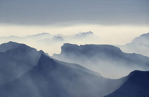 cold, snow, landscape, mountains, adventure, clouds, dark clouds, foggy, gloomy, hazy, idyllic, misty, mountain peak, murky, nature, outdoors, peaks, scenic, smoke, travel, winter, mountain, environment, fog, mountain range, sky, scenics - nature, beauty in nature, cloud - sky, no people, land, tranquility, morning, silhouette, 1080P, CC0, public domain, royalty free