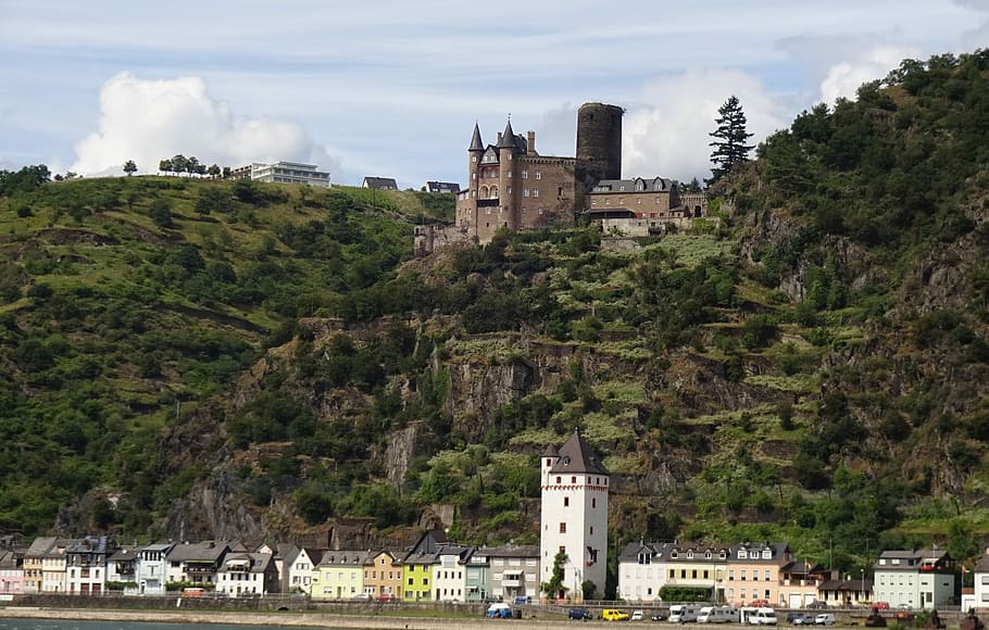 rhine, hrad, řeka, proud, krajina, hrad, řeka, Skála, řeka rine, věž, banka, Lodní doprava, architektura, exteriér budovy, stavba, Dějiny, panoráma města, destinace, strom, budova, rostlina, Příroda, nebe, voda, den, minulost, město, náboženství, cestovat, místo uctívání, víra, nikdo, venku, 2K