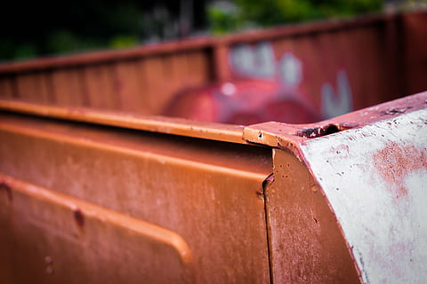 blur, car, container, dirty, empty, outdoors, pick-up, rusty, steel, transportation system, truck, vintage, old, focus on foreground, close-up, day, wood - material, no people, nature, red, metal, transportation, selective focus, railing, box, architecture, freight transportation, mode of transportation, box - container, 4K, CC0, public domain, royalty free