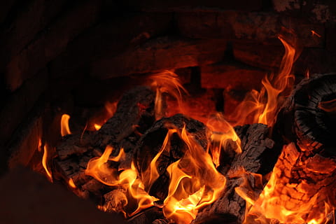 fire, flame, fireplace, carbon, burn, easter fire, glow, bright, burning, fire - natural phenomenon, heat - temperature, nature, no people, motion, wood - material, glowing, orange color, bonfire, log, outdoors, burnt, night, camping, blurred motion, close-up, wood, campfire, inferno, 5K, CC0, public domain, royalty free