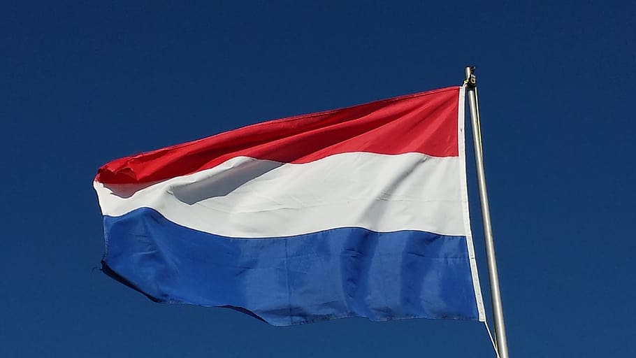 rød, hvid, blå, stripe flag lavvinkel fotografering, nederland, flag, holland, flag, vind, national flag, patriotisme, ingen mennesker, stolthed, miljø, himmel, natur, skyfri himmel, symbol, emotion, lav vinkel visning, hvid farve, symbolik, stribet, vinke, solrig, blå baggrund, nationalt ikon, 4K