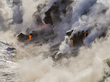fotografia, vulcanico, eruzione, giorno, vulcano, emitting, solforico, acido, lava, sport estremi, Pericolo, onda, sport, acqua, velocità, mare, azione, energia, all'aperto, movimento, avventura, rischio, natura, bellezza nella natura, cartello, fumo - struttura fisica, segnale di pericolo, calore - temperatura, geologia, comunicazione, potere in natura, persone, scenics - natura, scena non urbana, 4K, CC0, dominio pubblico, privo di copyright
