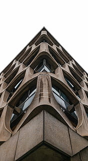 červ, pohled, budova, fotografování s nízkým úhlem, hnědý, beton, architektura, roh, okno, sklenka, nízký úhel pohledu, stavba, exteriér budovy, nebe, nikdo, den, město, čisté nebe, věž, venku, Příroda, vysoká - vysoká, moderní, tvar, architektonický prvek, místo uctívání, náboženství, přímo pod, 4K, CC0, veřejná doména, bez autorských práv