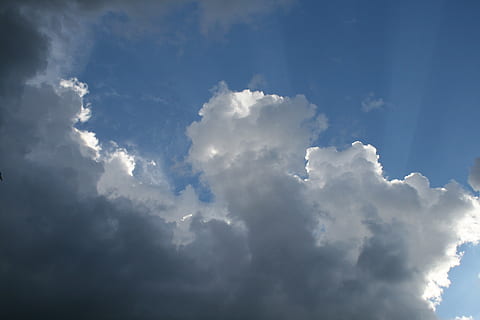 nuvole, cielo blu, luce, controluce, luce sui bordi, ombre scure, nuvola - cielo, cielo, Cloudscape, bellezza nella natura, blu, natura, scenics - natura, luce del sole, sfondi, nessuno, ambiente, Paradiso, idilliaco, la tranquillità, Colore bianco, nuvoloso, soffice, vento, all'aperto, morbidezza, luminosa, meteorologia, pioggia, 4K, CC0, dominio pubblico, privo di copyright