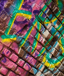 graffiti wall, colorful, bricks, wall, art, multi Colored, abstract, pattern, backgrounds, full frame, no people, wall - building feature, textured, close-up, creativity, day, art and craft, architecture, built structure, outdoors, brick, high angle view, choice, 2K, CC0, public domain, royalty free