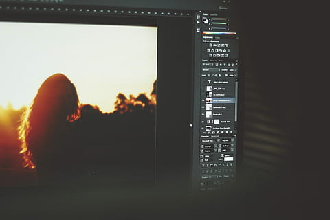 turned, computer, monitor, flat, screen, editing, photoshop, adobe, photography, photo, software, editing software, exploer, project, music, photographer, life, workshop, silhouette, technology, communication, no people, indoors, sunset, device screen, sky, close-up, arts culture and entertainment, nature, data, dark, back lit, text, airport, copy space, connection, global communications, 5K, CC0, public domain, royalty free