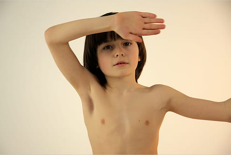 cute, guy, model, young, one person, portrait, studio shot, shirtless, front view, looking at camera, child, indoors, offspring, standing, headshot, childhood, waist up, human body part, body part, adult, looking, human arm, arms raised, human limb, hairstyle, beautiful woman, teenager, contemplation, 4K, CC0, public domain, royalty free