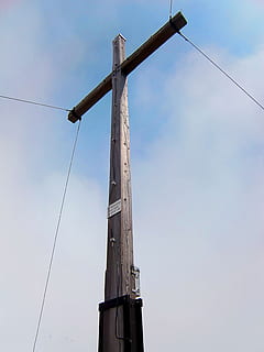 summit cross, summit, cross, mountains, alpine, mountaineering, sky, viewpoint, low angle view, no people, nature, day, cloud - sky, technology, outdoors, cable, built structure, fuel and power generation, architecture, tall - high, industry, pole, blue, metal, connection, crane - construction machinery, machinery, power supply, construction equipment, 2K, CC0, public domain, royalty free