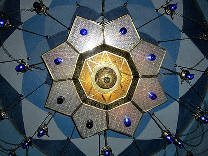 Lamp, Translucent, Arabic, Light, ceiling, built structure, indoors, architecture, full frame, no people, pattern, low angle view, shape, geometric shape, lighting equipment, design, directly below, illuminated, backgrounds, hexagon, hanging, art and craft, decoration, circle, ornate, tiled floor, luxury, floral pattern, cupola, 2K, CC0, public domain, royalty free