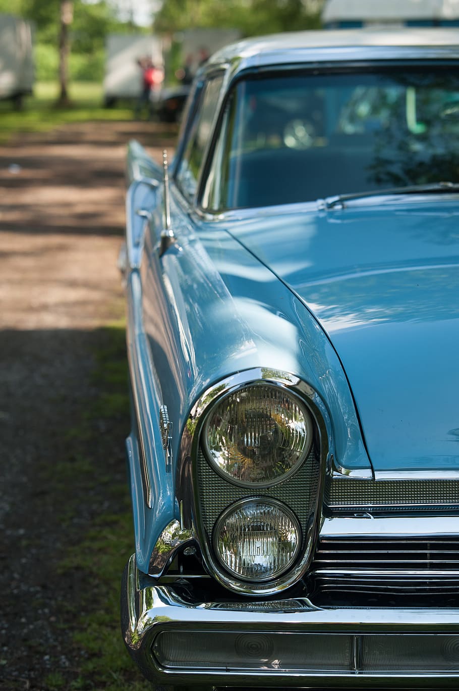 auto, lincoln, oldtimer, klasický, detailní, detail, chladná postava, automobilového průmyslu, pkw, výstava veteránů, veteránem automobil, auto detail, starý, historicky, oldtimer gp, Historické auto, pozemního vozidla, způsob dopravy, motorové vozidlo, přeprava, zaměřit se na popředí, světlomet, retro stylu, den, nikdo, modrý, město, kov, venku, stacionární, ulice, parkoviště, chrom, stříbrné barvy, 4K