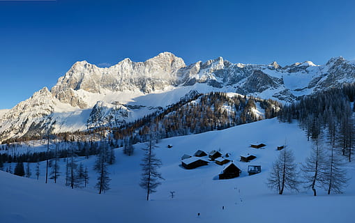 alpine, østrig, Steiermark, bjerge, vinter, sne, bjerg, natur, landskab, europæiske alper, blå, udendørs, Skov, scenics, træ, kold temperatur, scenics - natur, himmel, snedækket bjerg, skønhed i naturen, miljø, bjergkæde, ingen mennesker, plante, Frosset, rolig scene, is, fyrretræ, bjergtop, nåletræ, fyrreskov, 4K, CC0, offentligt domæne, royaltyfrie