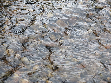 Background, Water, Stones, Basic, mirroring, wave, rock - object, fossil, extinct, nature, stone material, marble, no people, full frame, high angle view, day, backgrounds, outdoors, motion, rock, river, beauty in nature, waterfront, transparent, close-up, rippled, flowing water, pattern, flowing, pebble, marine, purity, 4K, CC0, public domain, royalty free
