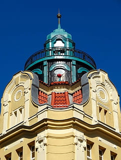 Tower, Railing, Architecture, Facade, exterior, building, roof, building exterior, no people, blue, clear sky, outdoors, built structure, low angle view, sky, dome, nature, day, art and craft, travel destinations, belief, city, religion, spirituality, 720P, CC0, public domain, royalty free