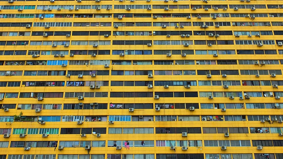 Menschen, Volkspark, Komplex, Chinatown., ohne Titel, Gebäude, Muster, Gelb, Fenster, Straße, die Architektur, Gebäudehülle, gebaute Struktur, keine Leute, Vollbild, Wiederholung, Wohngegend, Hintergründe, Stadt, Wohnung, Tag, in einer Reihe, draußen, Flachwinkelansicht, Seite an Seite, Balkon, 2K
