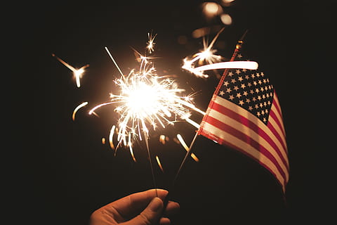 time lapse photography, sparkler, u.s.a flag, let, person, holding, lighted, usa flaglet, photo, shot, U.S. flag, firework, flag, hand, celebration, firework - Man Made Object, firework Display, fourth of July, night, fire - Natural Phenomenon, american Flag, uSA, sparks, holiday, patriotism, red, star Shape, bright, human hand, human body part, illuminated, motion, one person, glowing, long exposure, event, blurred motion, burning, outdoors, finger, dark, black background, 5K, CC0, public domain, royalty free