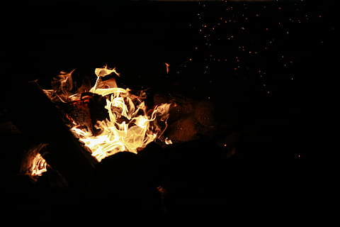 flammende, skogen, natt, uten navn, Brann, flammer, mørk, flamme, gnist, tre, ildsted, campingbrann, brenning, varme - temperatur, brann - naturlig fenomen, bevegelse, Logg, natur, tre - materiale, oransje farge, ingen folk, glødende, bål, brensel, kopiere plass, utendørs, begivenhet, 8K, CC0, offentlig domene, opphavsrett gratis