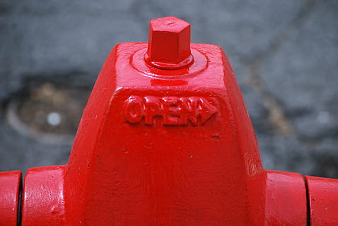 fire hydrant, industry, fire, hydrant, emergency, protection, pressure, industrial, red, water, equipment, valve, extinguish, pipeline, safety, close-up, no people, security, communication, focus on foreground, metal, accidents and disasters, plastic, warning sign, outdoors, city, drop, sign, transportation, street, 4K, CC0, public domain, royalty free