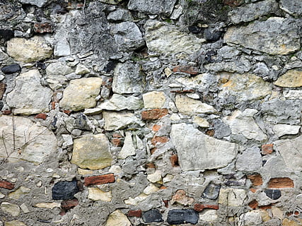 parete, Sassi, pietra, materiale lapideo, struttura costruita, strutturato, architettura, grigio, sporco, sfondi, esterno dell'edificio, avvicinamento, tempo, fotogramma intero, ruvido, solido, caratteristica della parete, nessuno, giorno, muro di pietra, modello, all'aperto, intemperie, roccia, pietra - oggetto, vecchio, roccia - oggetto, rovinato, calcestruzzo, lichene, 4K, CC0, dominio pubblico, privo di copyright