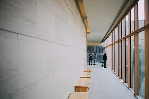 persona, portar, negre, pantalons, mirant, fora, finestra de vidre, tres, de peu, edifici, finestra, banc, paret, concret, arquitectura, caminar, adult, homes, a l'interior, longitud completa, gent, persones incidentals, arcade, passadís, dia, dones, mascles, negocis, ocupació, vista del darrere, company de feina, 5K, CC0, domini públic, lliure de regalies