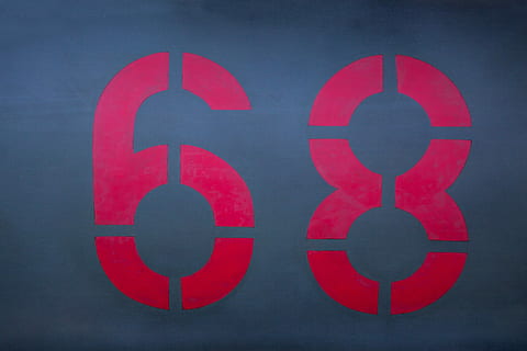Digits, Fund, Stencil, Technique, 68, red, stencil technique, sprayed, sprayer, spray, graffiti, flower power time, wild 68, close-up, no people, communication, outdoors, day, astronomy, number, wall - building feature, indoors, sign, information, black color, built structure, transportation, architecture, creativity, geometric shape, illuminated, backgrounds, economy, message, 4K, CC0, public domain, royalty free