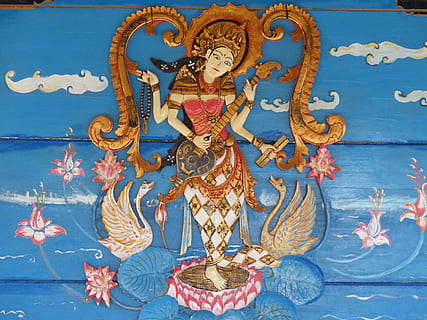 Indonesia, Giava, bali, indù, induismo, blu, arte e artigianato, creatività, rappresentazione, nessuno, mestiere, avvicinamento, in casa, credenza, multicolore, modello, religione, scultura, giorno, rappresentazione umana, design, murale, ornato, 4K, CC0, dominio pubblico, privo di copyright