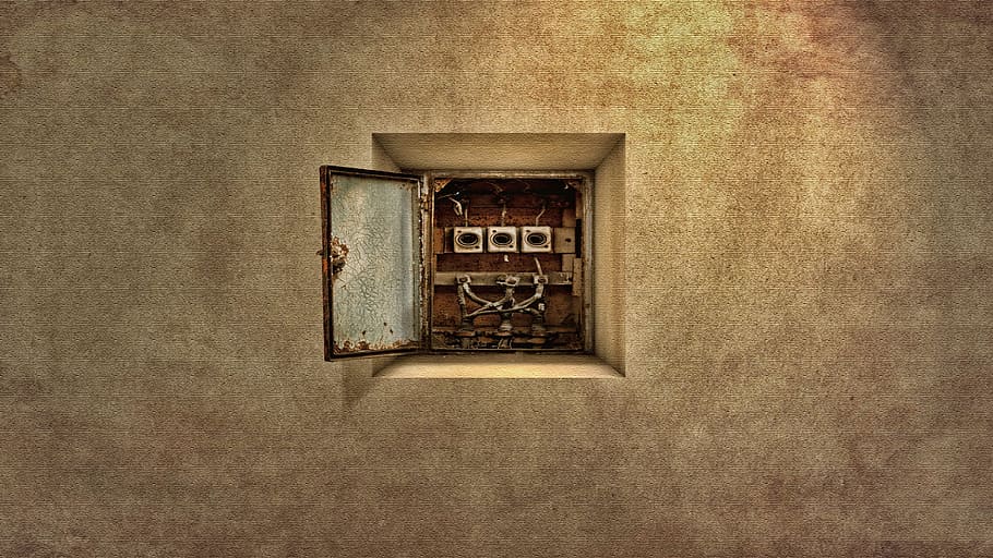 alt, Wand, retro, rostig, Haus, veraltet, schmutzig, Rahmen, die elektrische Steuerung, Wandbau - Funktion, die Architektur, Kommunikation, gebaute Struktur, keine Leute, Tag, Text, Gebäudehülle, Korrespondenz, Nahansicht, mail, Metall, Fenster, Briefkasten, draußen, Brief, Sicherheit, Holz - Material, 2K