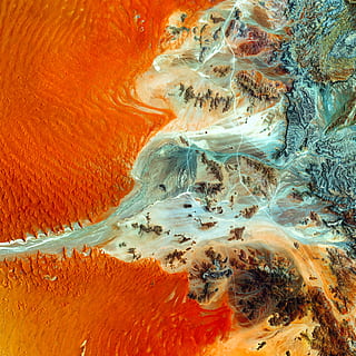 Antenne, Foto, Insel, rot, braun, Petrol, abstrakt, Malerei, Muster, Textur, Orange, Blau, keine Leute, Vollbild, orange Farbe, Hintergründe, Natur, Schönheit in der Natur, texturiert, Nahansicht, Umgebung, Nicht-städtische Szene, Ruhe, mehrfarbig, Landschaft, Wasser, Szenen - Natur, abstrakte Hintergründe, Tag, Kraft in der Natur, 4K, CC0, gemeinfrei, lizenzfrei