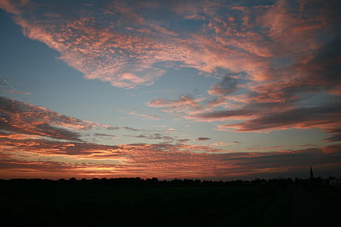 zon, zonsondergang, rood oranje, zomer, rood, oranje, rood blauw, zomer close-up weergave, natuur, schoonheid in de natuur, Vakantiebestemmingen, silhouet, schemer, hemel, wolk - lucht, scenics - natuur, kalmte, landschap, milieu, rustige scène, geen mensen, idyllisch, Oranje kleur, land-, veld-, niet-stedelijke scène, buitenshuis, fabriek, cloudscape, helder, 4K, CC0, publiek domein, royaltyvrij