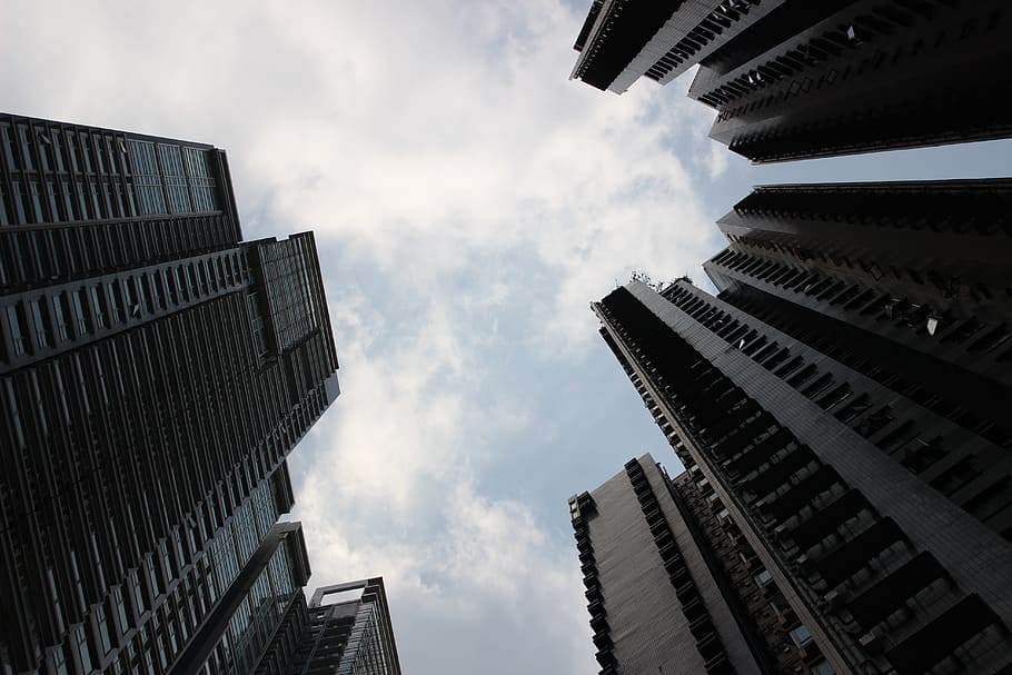 arquitectónico, fotografía, Alto, edificios, edificio alto, cielo, ciudad, nube, arquitectura, exterior del edificio, estructura construida, edificio de oficinas exterior, edificio, nube - cielo, rascacielos, vista de ángulo bajo, oficina, naturaleza, altura maxima, moderno, Distrito residencial, directamente debajo, nadie, negocio, al aire libre, día, Distrito financiero, paisaje urbano, apartamento, 5K