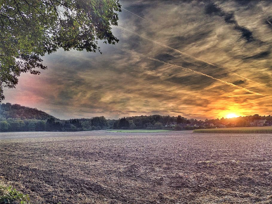 solnedgang, høst, Mark, skyer, stille, hdr, natur, landskab, himmel, scenics, sky - himmel, udendørs, ingen mennesker, skønhed i naturen, skumring, rolig scene, farvebillede, cloudscape, landlige scene, vand, træ, sollys, ikke-urbane scene, sommer, ro, plante, scenics - natur, miljø, jord, vækst, sol, idyllisk, 2K