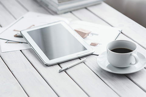 table, items, Coffee, morning, pot, tablet, business, cup, coffee - Drink, technology, computer, digital Tablet, laptop, desk, wood - Material, office, internet, equipment, note Pad, wireless technology, coffee cup, food and drink, drink, refreshment, mug, communication, still life, connection, portable information device, high angle view, no people, indoors, crockery, 4K