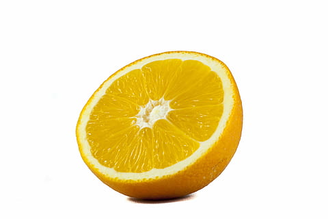sliced lemon, fruit, white background, macro, orange, cut, lemon, citrus fruit, cut out, slice, food and drink, food, cross section, healthy eating, wellbeing, studio shot, freshness, indoors, single object, close-up, yellow, orange - fruit, no people, ripe, antioxidant, snack, 2K, CC0, public domain, royalty free
