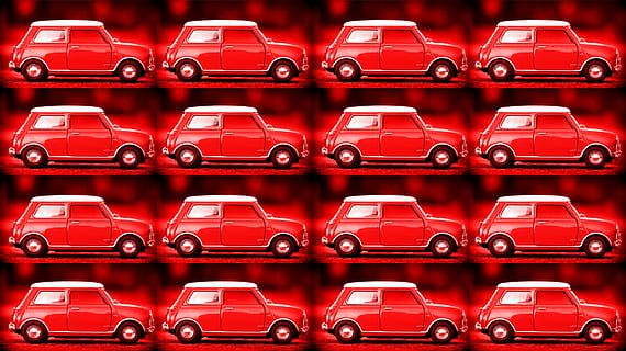Mini, Auto, Motor-, Fahrzeug, alte Autos, Automobil, klassisch, rot, Transport, Jahrgang, Landfahrzeug, Hintergründe, Kraftfahrzeug, in einer Reihe, Transportmittel, große gruppe von gegenständen, keine Leute, Vollbild, Verkauf, Fülle, glänzend, Einkaufen, Geschäft, Industrie, LKW, Konsumismus, 4K, CC0, gemeinfrei, lizenzfrei
