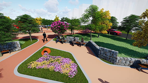 rendus communautaires, la perspective, partiel, plante, plante à fleurs, arbre, fleur, la nature, journée, croissance, personnes accessoires, ciel, Activité de loisir, beauté dans la nature, herbe, architecture, eau, jardin, parc, en plein air, modes de vie, lumière du soleil, parterre de fleurs, jardin d'ornement, 1080P, CC0, domaine public, libre de droits