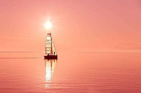 photo, sail, boat, golden, hour, body, water, sunset, sailbot, sailing, dusk, sunshine, summer, ocean, sea, lake, horizon, landscape, outdoors, adventure, sun, reflection, horizon over water, silhouette, illuminated, tranquility, sky, beauty in nature, scenics - nature, tranquil scene, nature, waterfront, transportation, idyllic, no people, nautical vessel, mode of transportation, sailboat, bright, 4K