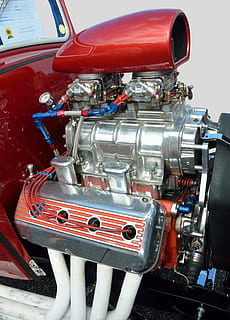car, drive, engine, technology, vehicle, power, machine, chrome, horsepower, valve, pipe, customize, restored, metal, transportation, motor, mechanical, shiny, steel, cylinder, metallic, speed, automobile, performance, turbo, land vehicle, red, mode of transportation, motor vehicle, machinery, close-up, day, no people, vehicle part, outdoors, industry, retro styled, stationary, silver colored, consumerism, 4K, CC0, public domain, royalty free