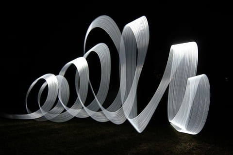 pen art illustration, light, lightpaint, nighttime, darkness, swirl, whirl, neon, exposure, long, design, black, black background, white color, no people, studio shot, night, group of objects, cut out, paper, connection, motion, illuminated, cable, black color, three objects, simplicity, close-up, communication, individuality, creativity, electrical equipment, global communications, 5K, CC0, public domain, royalty free