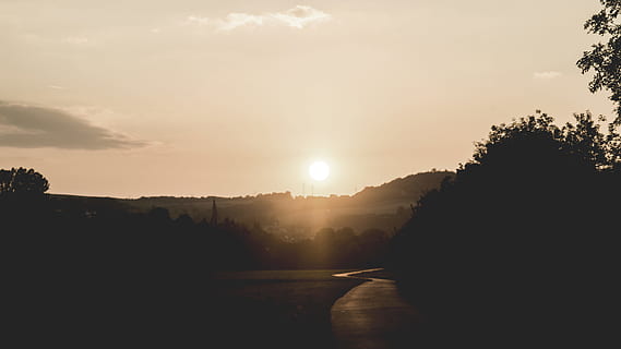 nature, sky, sunset, clouds, backlit, forest, sepia, silhouette, sun, sunrise, trees, woods, tree, beauty in nature, plant, sunlight, tranquility, cloud - sky, tranquil scene, scenics - nature, no people, environment, landscape, outdoors, water, transportation, lens flare, 5K, CC0, public domain, royalty free