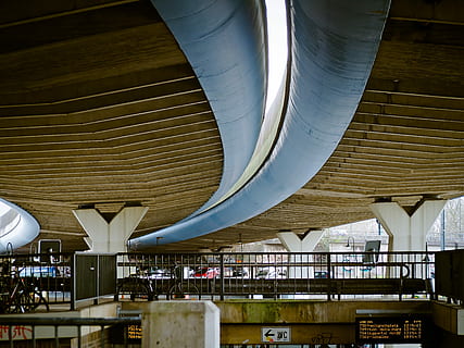 Architecture, Bridge, Structures, Road, transition, düsseldorf, crossing, swinging, bottom view, concrete, structure, city, urban, built structure, indoors, bridge - man made structure, day, no people, ceiling, modern, business, lighting equipment, illuminated, restaurant, transparent, glass - material, architectural column, travel, food and drink, 4K, CC0, public domain, royalty free