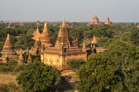 myanmar, burma, light, nice view, travel, pagoda, gold, religion, buddha, dome, architecture, gilded, places of interest, bagan, built structure, plant, building exterior, tree, history, travel destinations, belief, place of worship, the past, spirituality, nature, building, tourism, ancient, sky, no people, outdoors, ancient civilization, spire, 2K, CC0, public domain, royalty free