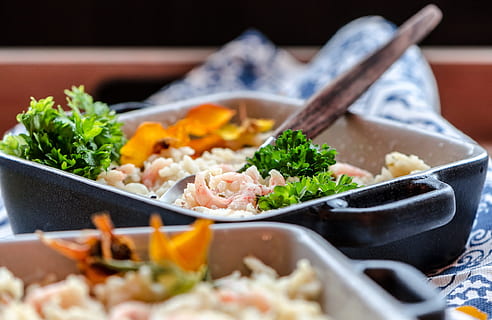 steamed, rice, green, leafy, vegetables, top, shrimp, risotto, shrimp risotto, meal, food, kitchen, food and drink, healthy eating, asian food, vegetable, japanese food, wellbeing, freshness, no people, indoors, chopsticks, close-up, ready-to-eat, meat, selective focus, kitchen utensil, variation, seafood, crockery, tray, 1080P, CC0, public domain, royalty free