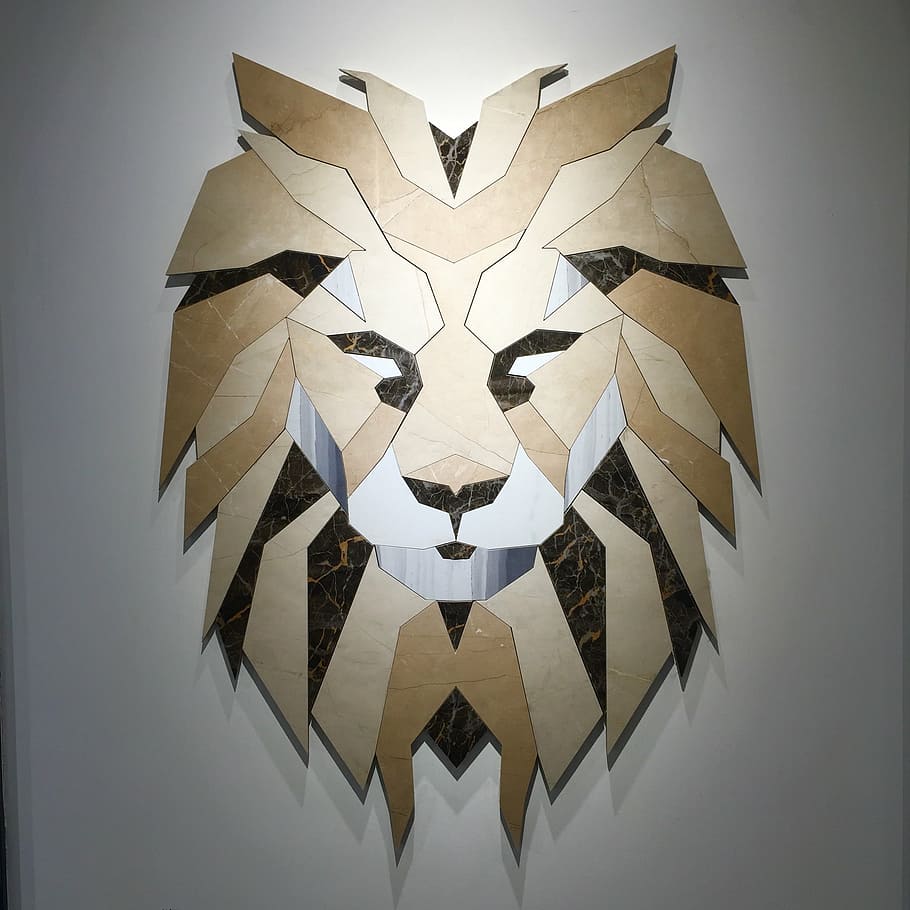 løve, design, kreativ, væg, kunst, mosaik, dekoration, indendørs, kreativitet, ingen mennesker, mønster, Kunst og håndværk, symmetri, murbygningsfunktion, håndværk, digital komposit, studio skud, tæt på, hvid baggrund, arkitektur, hvid farve, form, papir, bygget struktur, stilleben, repræsentation, loft, udsmykkede, 1080P
