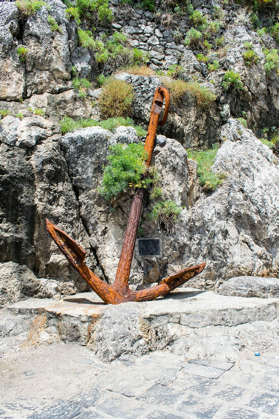 Kotva, starý, námořní, zvětralý, rezavý, kov, rock - objekt, Příroda, jednoho zvířete, nikdo, dobrodružství, den, Skála, pevný, přistát, venku, Skalní formace, dřevo - materiál, dřevo, strom, rostlina, zvířat, zvíře, krása v přírodě, detail, log, padající, formace, naplavené dříví, 5K