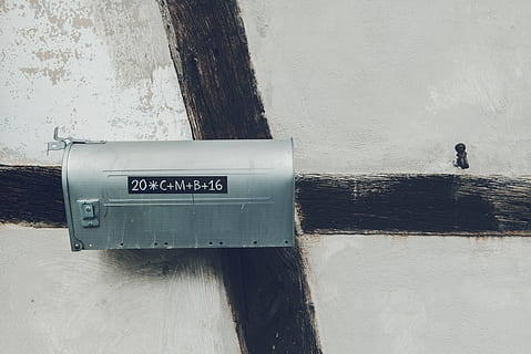 gray metal mailbox, concrete, wall, texture, camera, cctv, security, mailbox, text, wall - building feature, communication, day, no people, western script, outdoors, information, built structure, sign, architecture, close-up, wood - material, nature, information sign, number, metal, building exterior, textured, 4K, CC0, public domain, royalty free