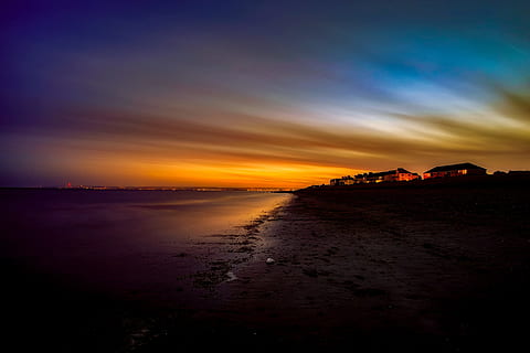 cahaya, laut, Fajar, pemandangan, backlit, pantai, indah, awan, gelap, senja, Inggris, malam, Inggris Raya, rumah, bulan, alam, samudra, di luar rumah, refleksi, pemandangan laut, pantai laut, tepi laut, bayangan hitam, matahari, matahari terbenam, perjalanan, air, langit, scenics - alam, tanah, awan - langit, keindahan di alam, ketenangan, adegan yang tenang, tidak ada orang, Arsitektur, horison, pasir, cakrawala di atas air, eksterior bangunan, 1080P, CC0, domain publik, bebas royalti