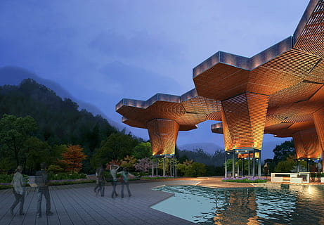 gente, para caminar, a lo largo, nadando, piscina, beige, edificio, parque temático, representación, visualización, arquitectura, visualización 3d, visualización arquitectónica, paisaje, cgi, estructura construida, agua, cielo, destinos de viaje, naturaleza, exterior del edificio, turismo, personas incidentales, árbol, grupo de personas, viaje, planta, oscuridad, religión, frente al mar, espiritualidad, creencia, al aire libre, edificio de oficinas exterior, 4K, CC0, dominio público, libre de derechos
